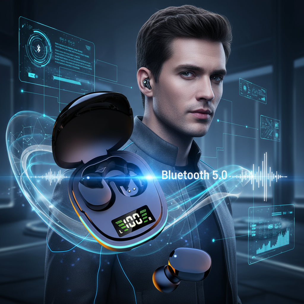 G9S, Écouteurs Bluetooth 5.1 Sans Fil – Son HD & Affichage LED | Appels Binauraux & Charge Rapide