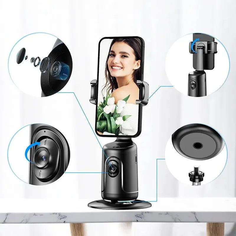 Support Téléphone Intelligent 360° – Suivi Automatique AI Sans Application !