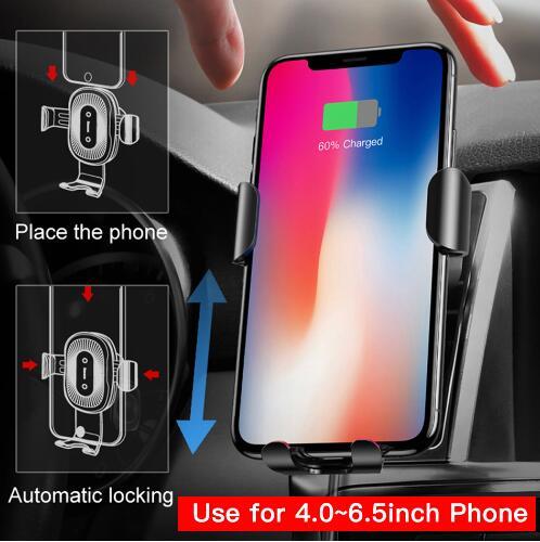 Support de Téléphone Voiture avec Chargeur Sans Fil Rapide 10W