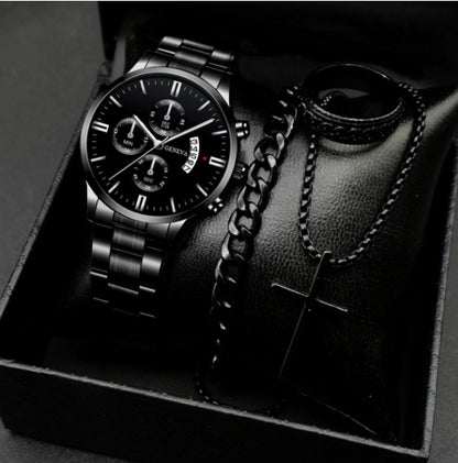 Montre Homme Professionnelle « Temperament Business » – Bracelet Acier Croisé