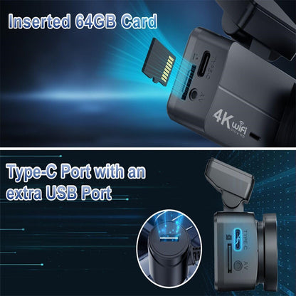 Dashcam 4K WiFi avec Écran IPS - Enregistrement en Boucle et Capteur de Gravité