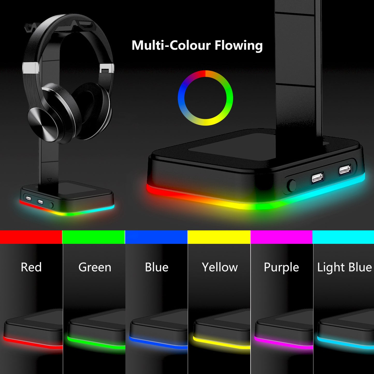 Support Casque RGB avec Ports USB – Accessoire Gaming Essentiel pour Setup