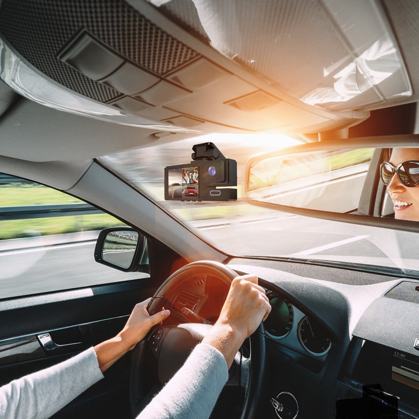 Caméra embarquée voiture Wi - Fi FHD/Dash Cam 3 canaux (Avant, Arrière & Intérieur) avec Enregistrement en boucle - Gadgets - shop