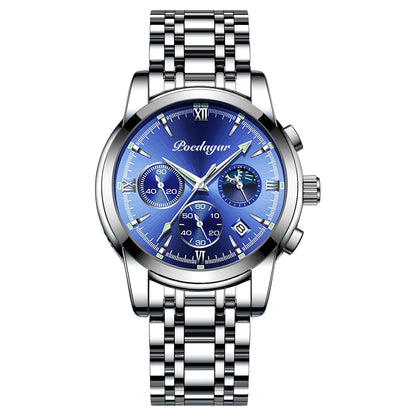 Montre Sport Homme Quartz Étanche avec Aiguilles Lumineuses – Bracelet Acier